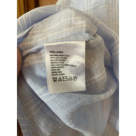 Tommy Bahama Women's Top Button Down Shirt Blue Linen Short Sleeve Size XL - Picture 3 of 6